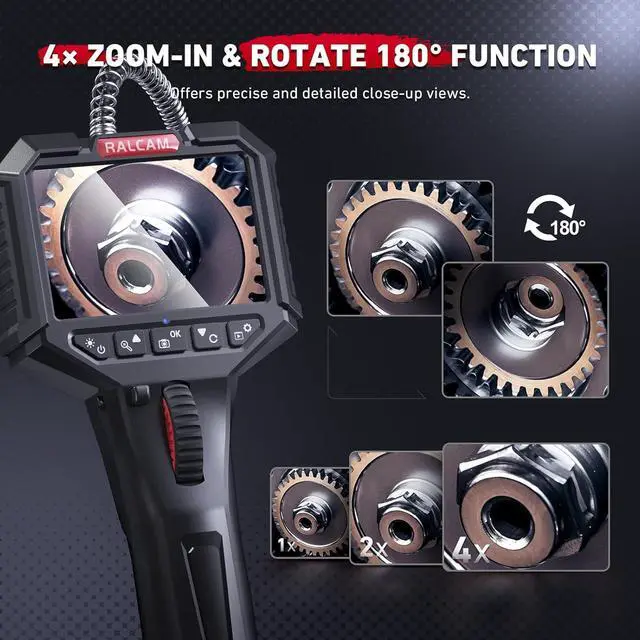 Alt view image 6 of 7 - Articulating Borescope, 2 Way Endoscope Camera with Light, 0.33in Inspection Camera, 6 Adjustable Led Lights, Oil Proof Snake Camera for Automotive Aircraft Mechanics 3.3FT Semi-Rigid Cable