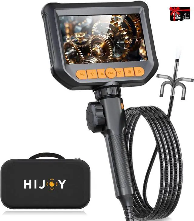 Main image of Camera with Light, Hijoy Two-Way Articulation Borescope, 0.33in Articulating Inspection Scope with Light, Perfect for Automotive & Aircraft Mechanics, 5.5FT