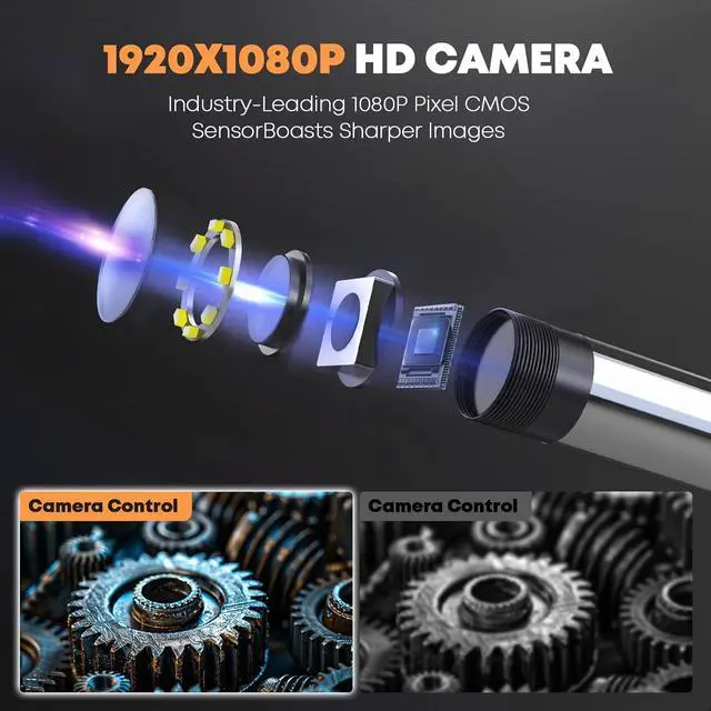 Alt view image 4 of 7 - Camera with Light, Hijoy Two-Way Articulation Borescope, 0.33in Articulating Inspection Scope with Light, Perfect for Automotive & Aircraft Mechanics, 5.5FT