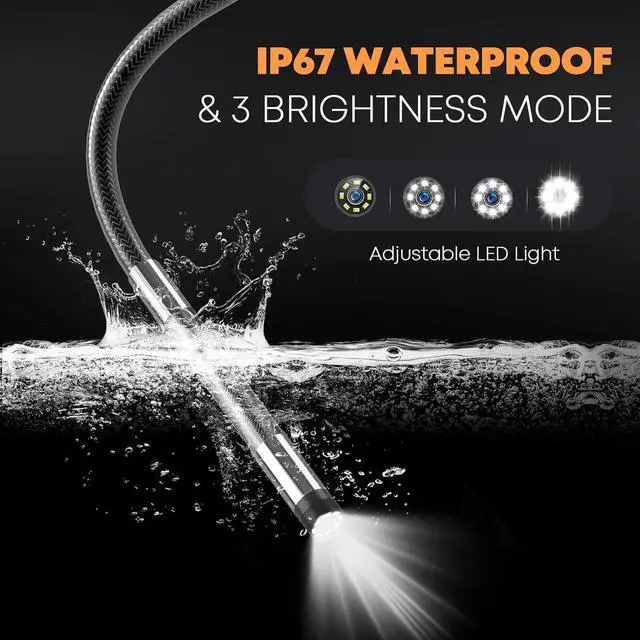 Alt view image 2 of 7 - Camera with Light, Hijoy Two-Way Articulation Borescope, 0.33in Articulating Inspection Scope with Light, Perfect for Automotive & Aircraft Mechanics, 5.5FT
