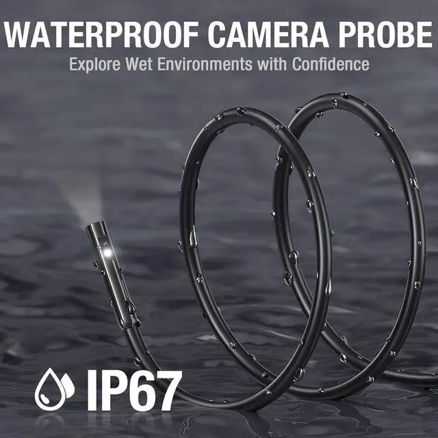 Alt view image 6 of 7 - Dual Lens Endoscope Camera with Light, Teslong 4.5" HD Snake Borescope Inspection Camera, Automotive Scope Camera with Flexible Cable, Home Waterproof Fiber Optic for Sewer Drain Pipe (16.5FT)