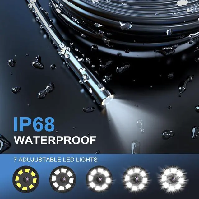Alt view image 3 of 7 - Borescope, 50 FT Dual Lens Inspection Camera, Industrial Endoscope with Light, IP67 Waterproof Snake Camera for Sewer, Drain, Pipe, Plumbing, 1080P HD Automotive borescope, Mechanic's Gadget