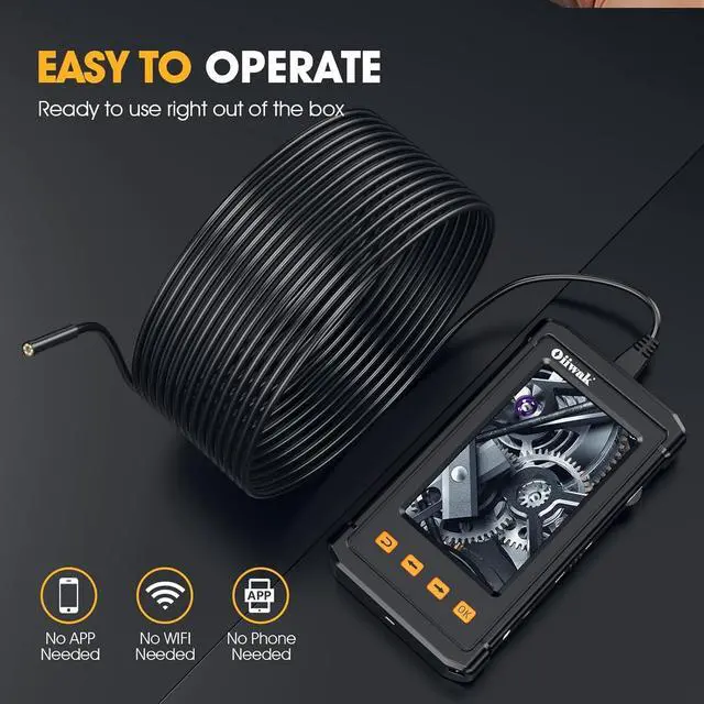 Alt view image 4 of 7 - Borescope, 50 FT Dual Lens Inspection Camera, Industrial Endoscope with Light, IP67 Waterproof Snake Camera for Sewer, Drain, Pipe, Plumbing, 1080P HD Automotive borescope, Mechanic's Gadget