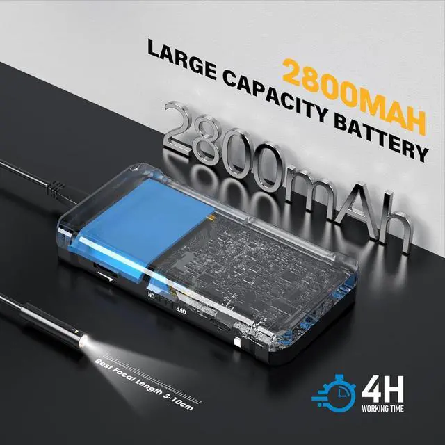 Alt view image 6 of 7 - Borescope, 50 FT Dual Lens Inspection Camera, Industrial Endoscope with Light, IP67 Waterproof Snake Camera for Sewer, Drain, Pipe, Plumbing, 1080P HD Automotive borescope, Mechanic's Gadget