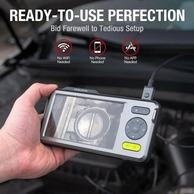 Alt view image 5 of 7 - Dual Lens Inspection Camera, Teslong Borescope with LED Light, HD Industrial Endoscope, 5" IPS Screen, Waterproof Video Scope Camera, Flexible Cable for Home/Automotive/Pipe/Car/Wall(5FT)