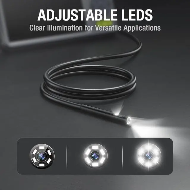 Alt view image 6 of 7 - Dual Lens Inspection Camera, Teslong Borescope with LED Light, HD Industrial Endoscope, 5" IPS Screen, Waterproof Video Scope Camera, Flexible Cable for Home/Automotive/Pipe/Car/Wall(5FT)