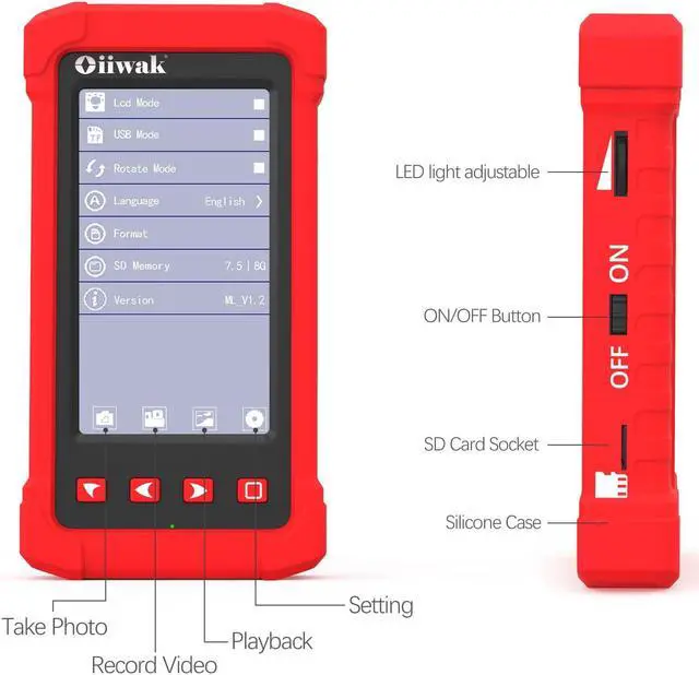 Alt view image 7 of 7 - Endoscope Camera with Light, 3.9mm Industrial Borescope Inspection Camera, 4.3"IPS Screen 1080P HD IP68 Waterproof Scope Camera 6 LED Lights for Drain Pipe Wall Automotive, 5FT Semi-Rigid Cable