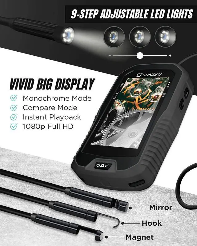 Alt view image 3 of 6 - 1080p Inspection Camera with 7.9mm Dual Lens Waterproof Flexible Pipe, Men's Companion 0.31" borescope for Automotive Repairs, Fiber Optic Endoscope with Light, 32GB Card (Black)