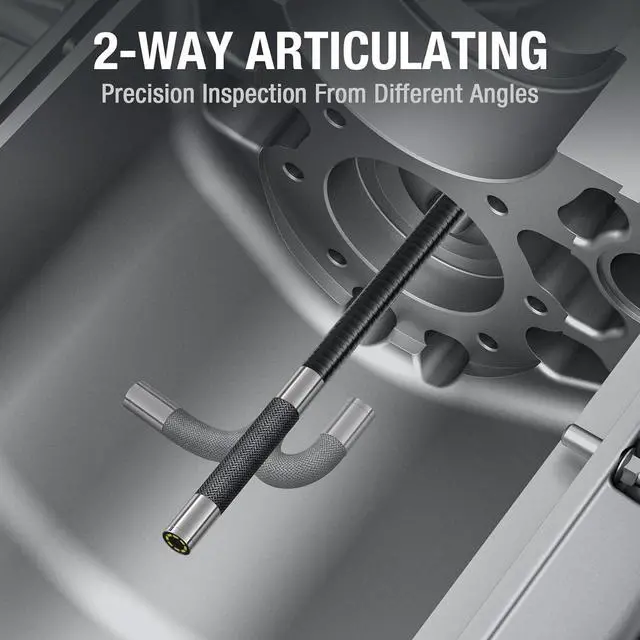 Alt view image 2 of 7 - Two-Way Articulating Borescope with Light, Teslong 5-inch IPS Endoscope Inspection Camera with Articulation Head, Automotive Mechanics Fiber Optic Scope-0.33inch