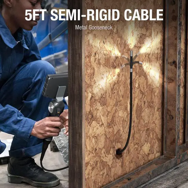 Alt view image 4 of 7 - Two-Way Articulating Borescope with Light, Teslong 5-inch IPS Endoscope Inspection Camera with Articulation Head, Automotive Mechanics Fiber Optic Scope-0.33inch