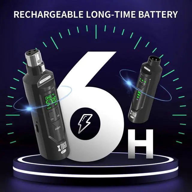 Alt view image 4 of 7 - SF-1 Wireless XLR Transmitter and Receiver UHF Wireless Guitar Transmitter Receiver with 48V Phantom Power, Rechargeable Wireless Mic Adapter for Dynamic/Condenser Microphones, PA System