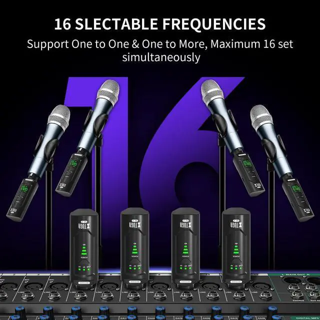 Alt view image 5 of 7 - SF-1 Wireless XLR Transmitter and Receiver UHF Wireless Guitar Transmitter Receiver with 48V Phantom Power, Rechargeable Wireless Mic Adapter for Dynamic/Condenser Microphones, PA System