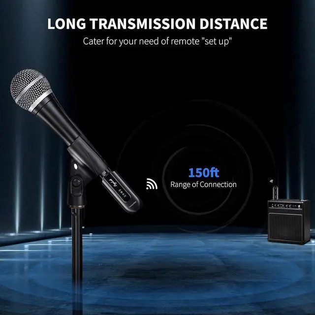 Alt view image 4 of 7 - Wireless Microphone Transmitter Receiver 2.4Ghz, XLR System, Rechargeable Adapter for Audio Mixer, Dynamic Mic, 48V Phantom Power for Condenser Mic