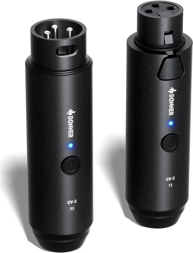 Main image of Wireless XLR Microphone Transmitter Receiver, 2.4GHz Plug-on Wireless Microphone Adapter with 24-bit/192kHz High-Resolution for Dynamic Microphone, Audio Mixer, PA System, Camera (CV-2)
