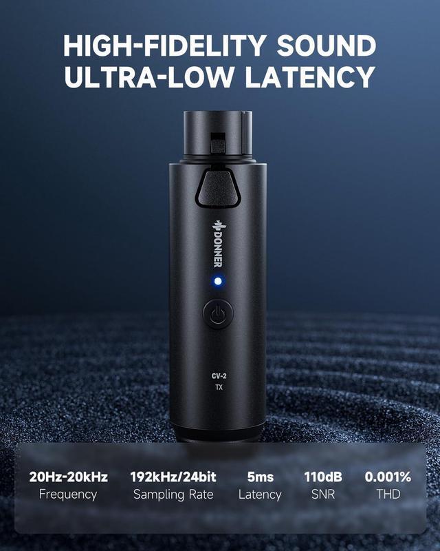 Alt view image 3 of 6 - Wireless XLR Microphone Transmitter Receiver, 2.4GHz Plug-on Wireless Microphone Adapter with 24-bit/192kHz High-Resolution for Dynamic Microphone, Audio Mixer, PA System, Camera (CV-2)