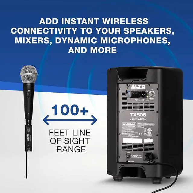Alt view image 2 of 7 - Mono UHF XLR Wireless Audio System, Transmitter and Receiver for Powered Speakers, Mixers and Dynamic Microphones,black