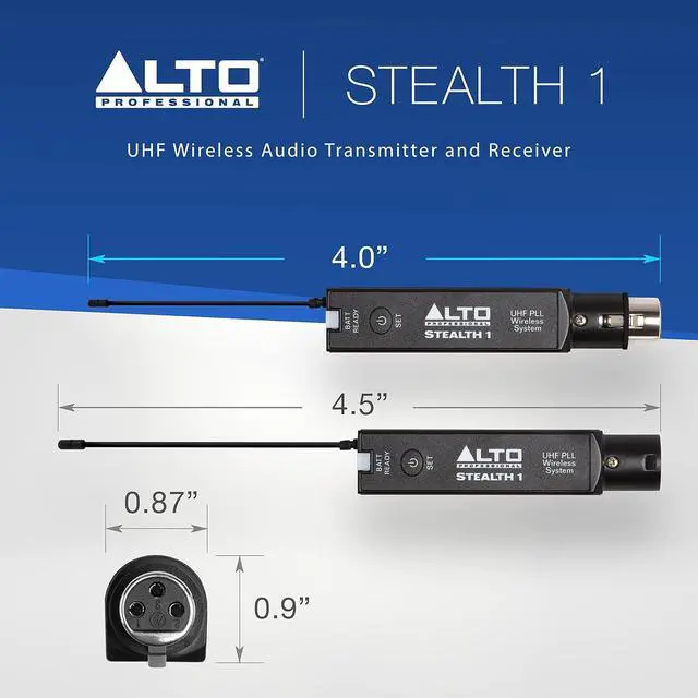 Alt view image 6 of 7 - Mono UHF XLR Wireless Audio System, Transmitter and Receiver for Powered Speakers, Mixers and Dynamic Microphones,black