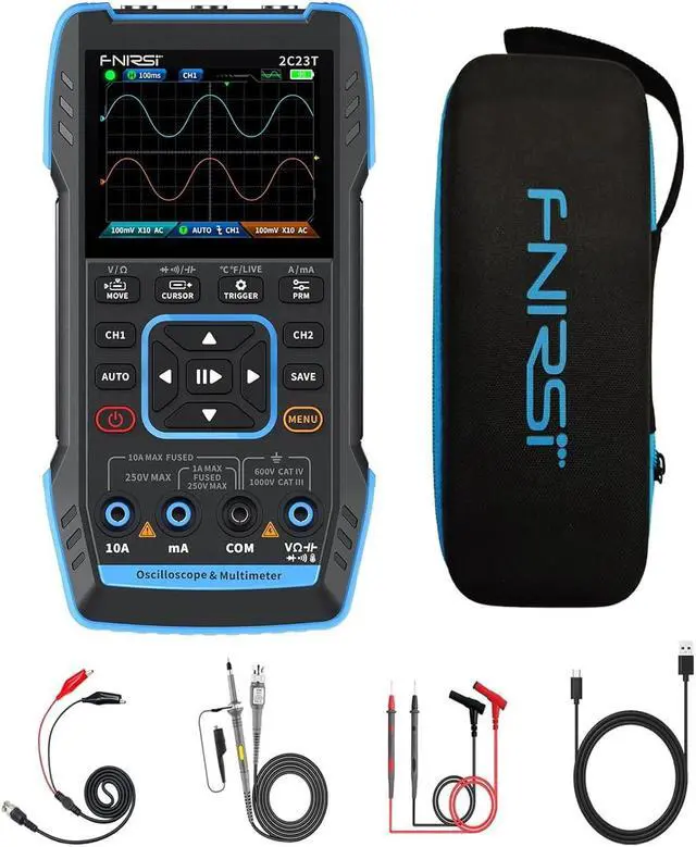 Main image of 3 in1 Oscilloscope/Multimeter/DDS Signal Generator with 2 Channels, Automotive Oscilloscope 10MHz Bandwidth, 50MSa/s Sampling Rate, 10000 Counts, Voltage, Current