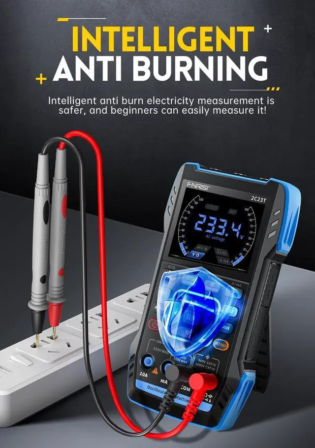 Alt view image 6 of 7 - 3 in1 Oscilloscope/Multimeter/DDS Signal Generator with 2 Channels, Automotive Oscilloscope 10MHz Bandwidth, 50MSa/s Sampling Rate, 10000 Counts, Voltage, Current