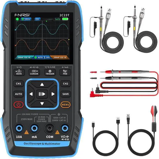 Main image of 3 in1 Oscilloscope/Multimeter/DDS Signal Generator with 2 Channels, 10MHz Bandwidth, 50MSa/s Sampling Rate, 10000 Counts, Voltage, Current, Capacitor, Resistor