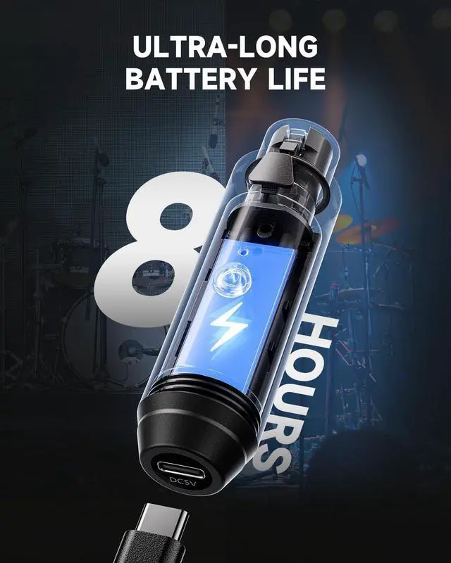 Alt view image 5 of 6 - Wireless XLR Microphone Transmitter Receiver, 2.4GHz Plug-on Wireless Microphone Adapter with 24-bit/192kHz High-Resolution for Dynamic Microphone, Audio Mixer, PA System, Camera (CV-2)