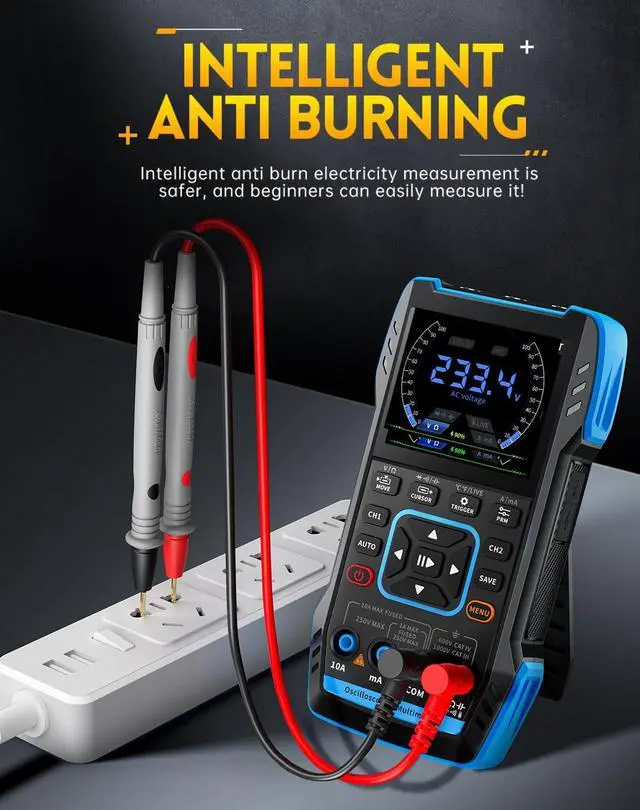 Alt view image 6 of 7 - 3 in1 Oscilloscope/Multimeter/DDS Signal Generator with 2 Channels, 10MHz Bandwidth, 50MSa/s Sampling Rate, 10000 Counts, Voltage, Current, Capacitor, Resistor