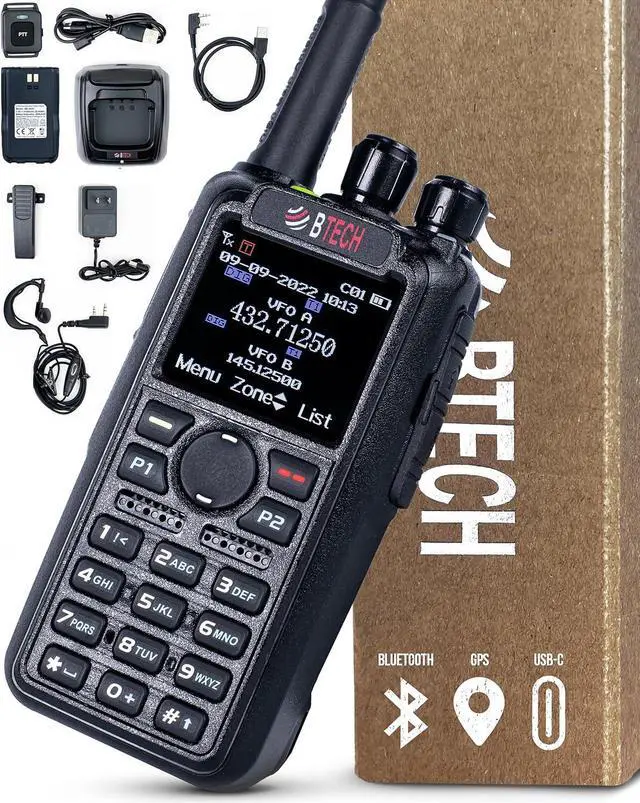 Main image of DMR-6X2 PRO DMR & Analog Two-Way Radio (Bluetooth + GPS) USB-C Battery  7W VHF/UHF (136-174MHz & 400-480MHz), Encryption, Talker Alias, APRS, Roaming, Voice Recording, with Accessory Kit