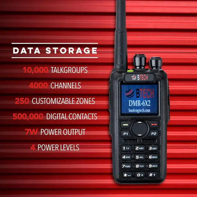 Alt view image 4 of 7 - DMR-6X2 PRO DMR & Analog Two-Way Radio (Bluetooth + GPS) USB-C Battery  7W VHF/UHF (136-174MHz & 400-480MHz), Encryption, Talker Alias, APRS, Roaming, Voice Recording, with Accessory Kit