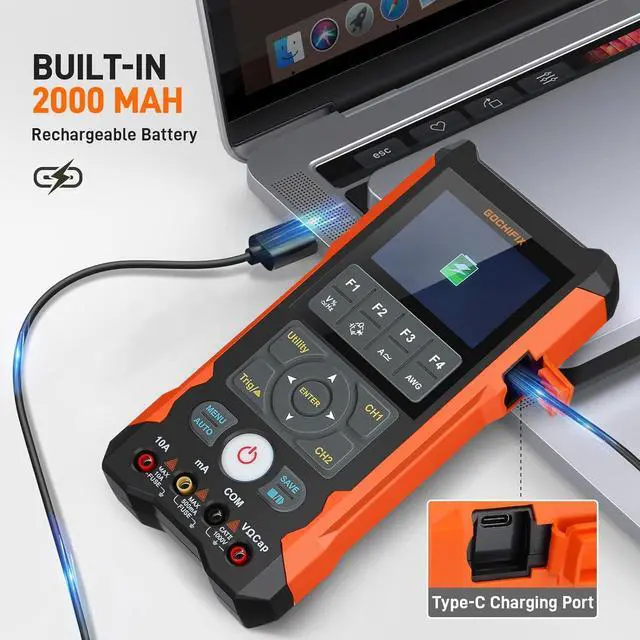 Alt view image 4 of 7 - Multimeter Waveform Generator 3 in 1 Automotive Oscilloscope 2 Channel 80Mhz Bandwidth 200Msps Sampling Rate Signal Generator Digital Oscilloscope Multimeter
