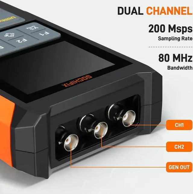 Alt view image 3 of 7 - Multimeter Waveform Generator 3 in 1 Automotive Oscilloscope 2 Channel 80Mhz Bandwidth 200Msps Sampling Rate Signal Generator Digital Oscilloscope Multimeter