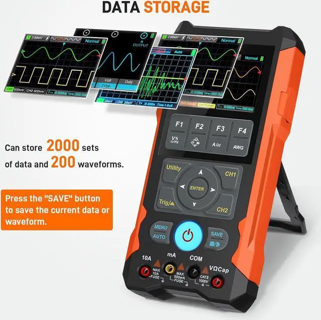 Alt view image 5 of 7 - Multimeter Waveform Generator 3 in 1 Automotive Oscilloscope 2 Channel 80Mhz Bandwidth 200Msps Sampling Rate Signal Generator Digital Oscilloscope Multimeter