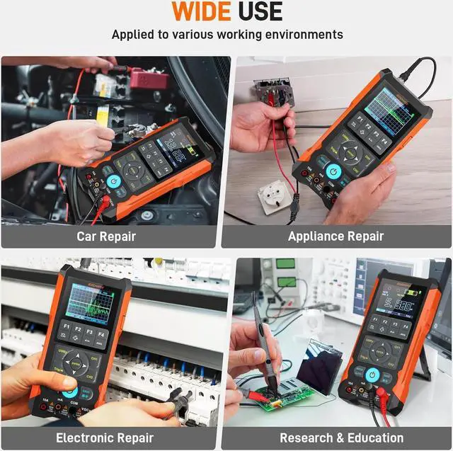 Alt view image 6 of 7 - Multimeter Waveform Generator 3 in 1 Automotive Oscilloscope 2 Channel 80Mhz Bandwidth 200Msps Sampling Rate Signal Generator Digital Oscilloscope Multimeter