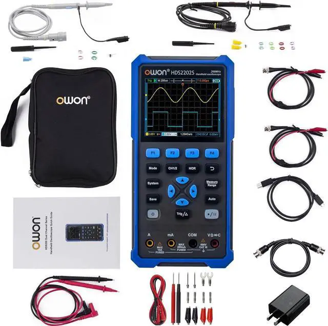 Main image of HDS2202S Oscilloscope 3 in 1 Digital Handheld Oscilloscope with 200MHz Bandwidth 3.5" LCD 2+1CH(Oscilloscope+Multimeter+Waveform Generator)