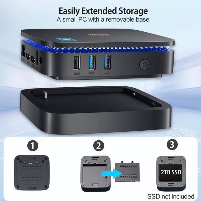Alt view image 5 of 7 - MP60 Mini PC  12th N95, Mini Desktop Computer 16GB RAM 512GB SSD, Window 11 Mini PC Support Dual 4K HDMI Display, Dual WiFi, BT4.2