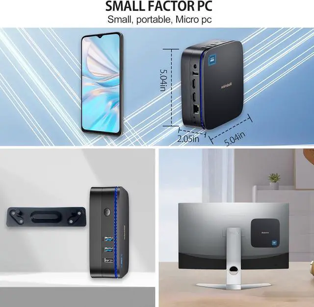 Alt view image 7 of 7 - MP60 Mini PC  12th N95, Mini Desktop Computer 16GB RAM 512GB SSD, Window 11 Mini PC Support Dual 4K HDMI Display, Dual WiFi, BT4.2