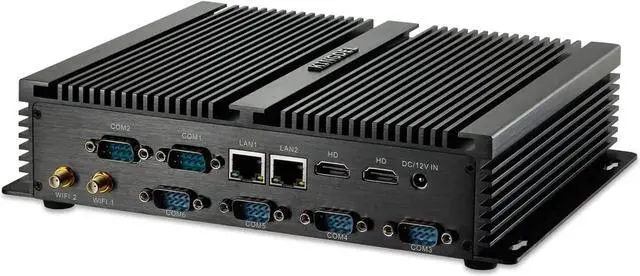 Main image of Fanless Industrial PC, W-11 Pro Mini Computer with i7 CPU, 8GB RAM, 512GB SSD, 2xNICs, 2xHD Ports, 4xUSB 3.0, 6xCOM RS232, Metal Case