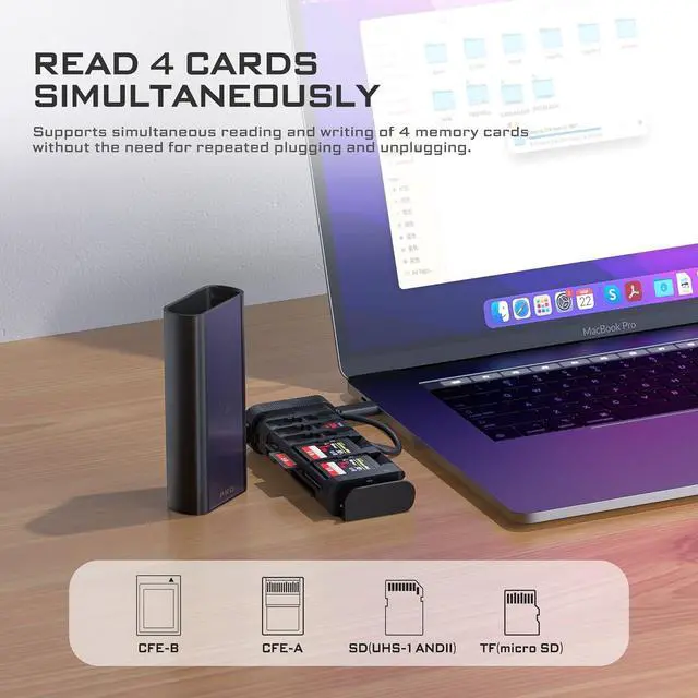Alt view image 2 of 6 - USD 3.2 10GBps Pro Reader Versatile CF Express A,CF Express B, SD, and Micro SD Card Reader & Holder for Photography and Videography Professionals