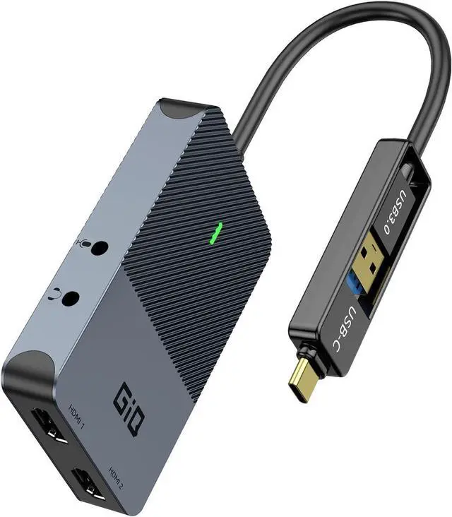 Main image of HDMI Splitter Extended Display for Dual Monitor, Dual 2K@60Hz Universal Video Graphics USB to Dual HDMI Adapter for USB A & USB-C Adapter, Compatible with USB 4,Windows and Mac