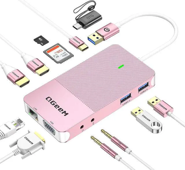 Main image of USB 3.0 Docking Station, Triple Display USB Hub Dual Monitor, USB C Laptop Docking Station Compatible with MacBook M1 (2HDMI VGA SD TF Card Reader Ethernet Audio 2USB 3.0)