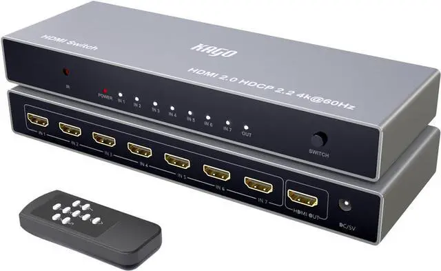 Main image of HDMI Switch 7 in 1 Out 4K@60Hz,7 Ports HDMI Splitter with Remote,HDMI Selector Switcher Box Hub HDR HDCP 3D, Aluminum Premium Quality Compatible with PS5/4 Xbox Roku Fire Stick  TV