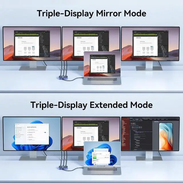 Alt view image 3 of 6 - USB-C to Triple Laptop Docking Stations  4K 60Hz DisplayLink Solution for  Mac M1/M2/M3 Compatible with Thunderbolt MacBook and iMac Driver Required