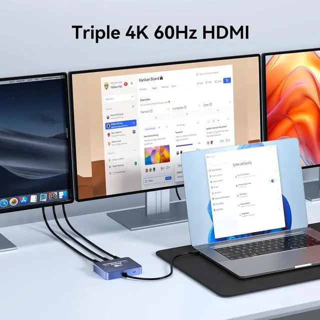 Alt view image 4 of 6 - USB-C to Triple Laptop Docking Stations  4K 60Hz DisplayLink Solution for  Mac M1/M2/M3 Compatible with Thunderbolt MacBook and iMac Driver Required