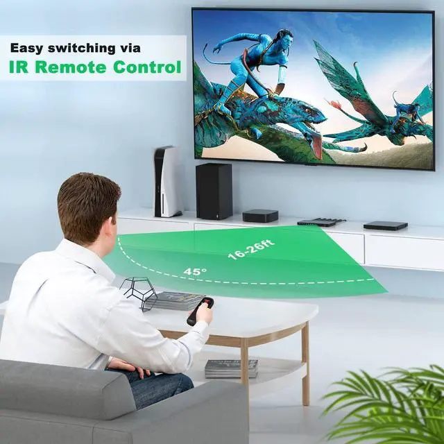 Alt view image 3 of 7 - HDMI 2.1 Switch 8K 60Hz 4:4:4, AVIDGRAM HDMI Switcher 4 in 1 Out with IR Remote, 4 Port 4K 120Hz Auto HDMI Selector Hub Support 8K 48Gbps, Compatible with Xbox Series X, PS4 Pro, PS5, UHD TV, Monitor