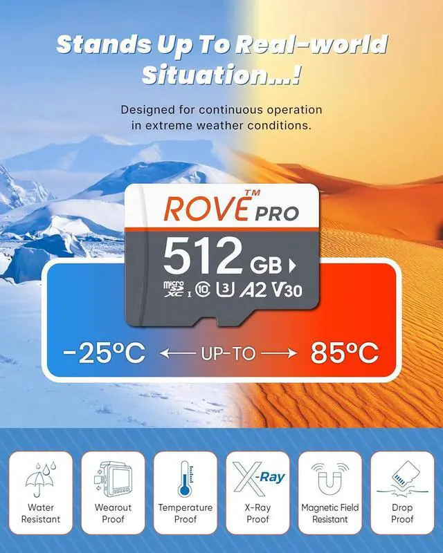 Alt view image 4 of 7 - Micro SD Card microSDXC 512GB Memory Card with Full-Size SD Adapter 100MB/s Read Speed, C10, U3, V30, 4K, A2 for Dash Cam, Android Smart Phones, Tablets, Games