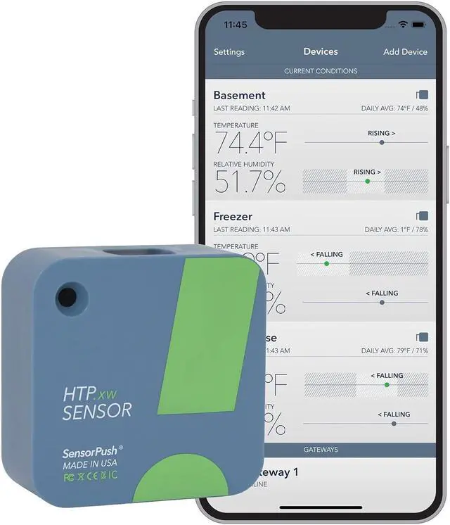 Alt view image 2 of 7 - Temperature/Humidity/Pressure SensorPush for iPhone/Android. Water Resistant, Made in USA