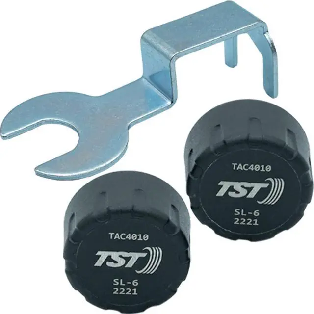 Main image of 507 Tire Pressure Monitoring System, 2 Flow Thru Sensors for Metal Valve Stems by Truck System Technologies, TPMS for Caravans, Motorhomes and campervans