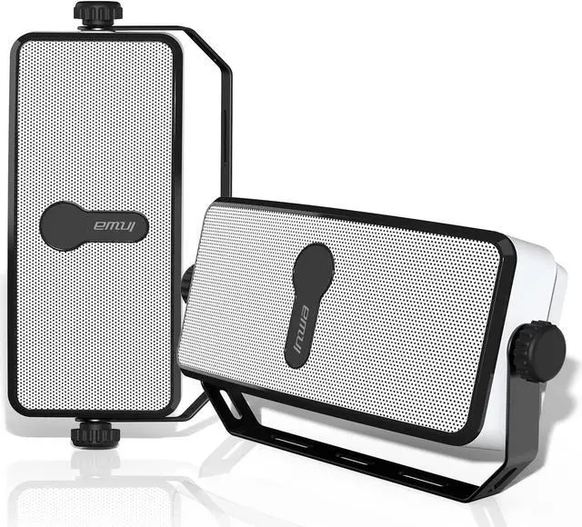 Main image of Bluetooth Outdoor Speaker, IPX5 Waterproof Wall Mount Speaker, Wireless Sync Up to 100 Speakers, Connect Seamlessly to Phone, Computer, Echo Dot, Suitable for Patio, Porch, Gazebo, Garage, 2 PCS