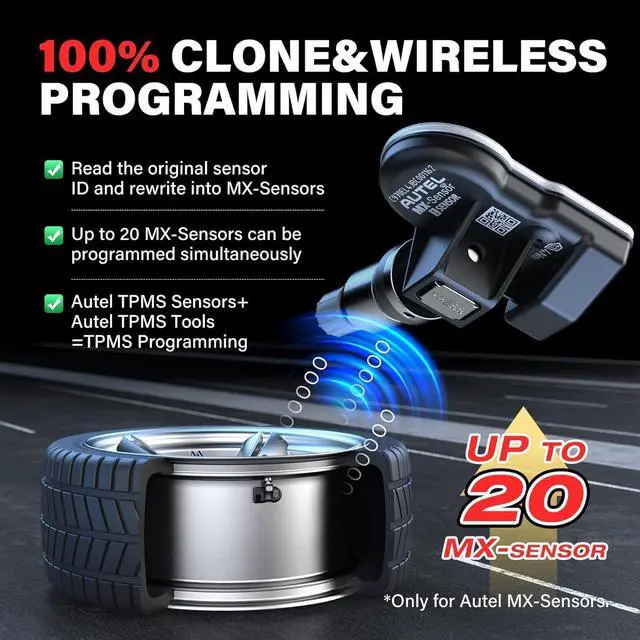 Alt view image 3 of 7 - TPMS Sensor Set of 4, MX-Sensor 2in 1 Dual Frequency 315MHz + 433MHz Press-in OE-Level Universal TPMS Sensors Programmable by Autel TPMS Tool Compatible with TS408S TS508WF TS601 (Metal Valves)