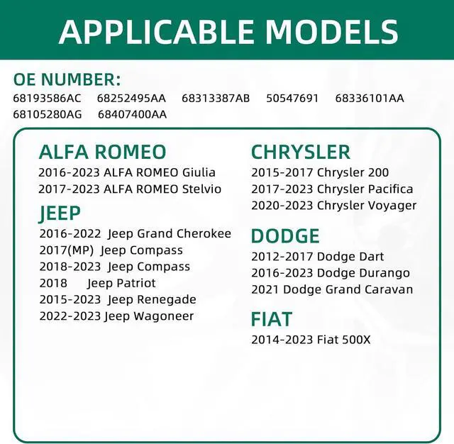 Alt view image 2 of 7 - Sensor Dodge,4Pack 433Mhz Tire Pressure Monitoring System Sensor Compatible for Chrysler Jeep Dodge Fiat Replaces#68313387AB 68193586AC 68252493AB