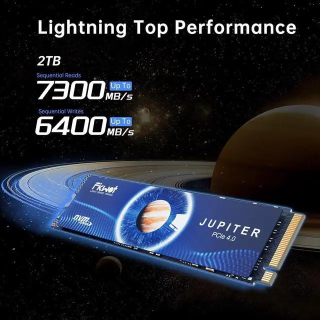 Alt view image 2 of 7 - FX991 M.2 SSD 2TB NVMe SSD M2 2280 PCIe Gen 4x4, Read Up to 7300MB/s, Internal Solid State Drive for PS5 Laptop Desktop 3D QLC NAND